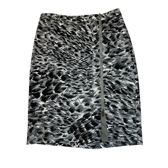 Talbots Dresses & Skirts - Talbots Jacquard Pencil Skirt Black Gray White Lined Asymmetrical Zip Size 4P